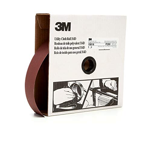Image of 3M Utility Cloth Roll 314D, Aluminum Oxide, 2" Width x 50 yds Length, P280 Grit, Maroon (Pack of 1)