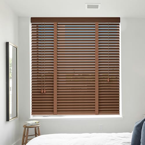 Persiana Veneciana de Madera Maciza, Estores de Madera para Ventanas, Persianas de Privacidad para Oficina, hogar (100X200 cm)