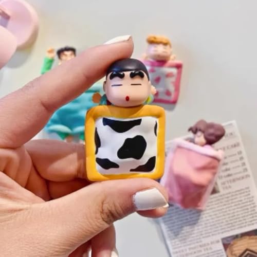 Image of FUNFOB Shinchan Action Figure | Shin chan Figurine Cartoon Figures Toys for Boys & Girls PVC Multicolour (Shinchan Family Shiro Set)