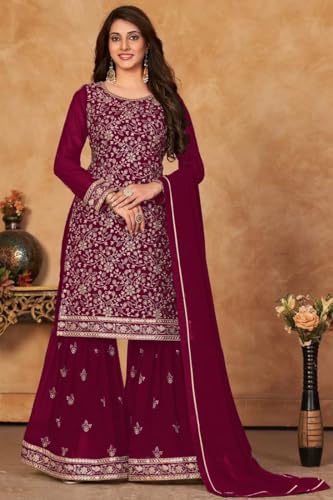 Image of Xomantic Fashion Women's Embroidered Georgette Pakistani Salwar Suit Sets with Dupatta