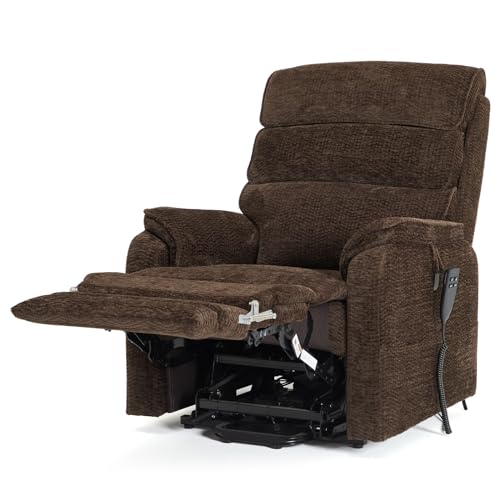 Irene House 9198L(9188T) Tall Man Power Lift Chair Lay Flat Heat Massage Dual Motor Recliners for Elderly Electric Chairs,Extended Footrest(Chenille, Brown) - Image 9