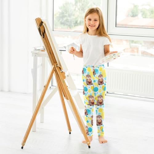 ALAZA Girls' Leggings Children's Yoga Pants Skinny Printed Dance Otter Lemon Cute Comfortable 4T4