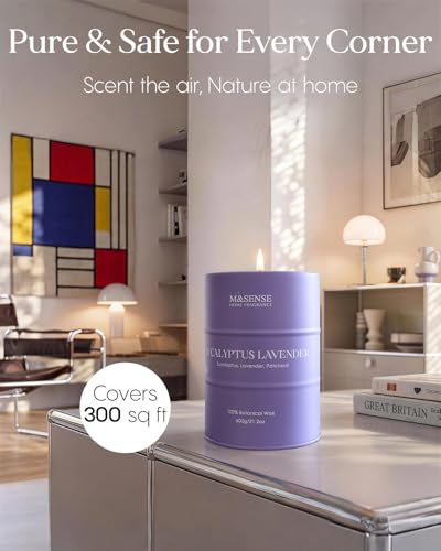 Image of M&SENSE Eucalyptus Lavender Scented Candles Large, Natural Soy Candles 21.2oz 120 Hour Slow Burning,Aromatherapy Candle for Stress Relief Meditation Relaxing