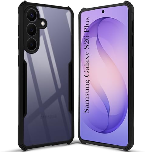 Image of Jkobi Hybrid Back Cover Case for Samsung Galaxy S26 Plus (Shockproof with Polycarbonate Clear Panel | Professional Black)