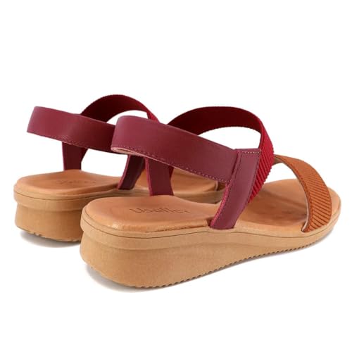 Sandália Usaflex Plataforma Tiras Elástico Feminina (Vermelho, BR, Adulto, Numérico, 36)