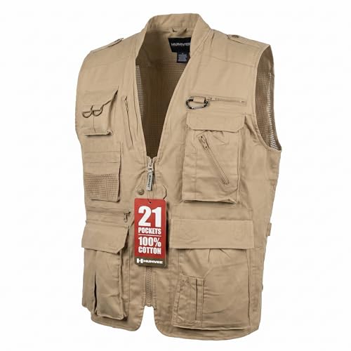 Image of Humvee Utility Vest with 21 Pockets -Travel, Safari, Hunting, Camping, 100% Cotton, Tactical Jacket for Men & Women