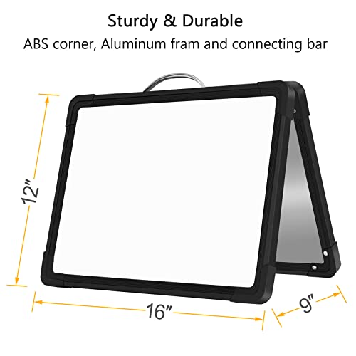 Image of Small Dry Erase White Board Double-Sided Magnetic Portable White Board Desktop Foldable Tabletop Whiteboard Easel for Home, Office, Classroom
