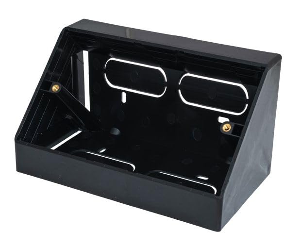 BLACK ANGLED DOUBLE GANG BACKBOX: 2 Gang 45 Degree Surface Mount Pattress/Pedestal Box