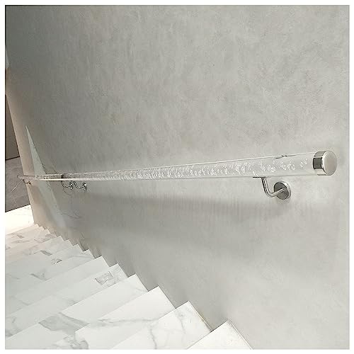 Main courante acrylique transparente de 250cm avec support argenté pour escalier
