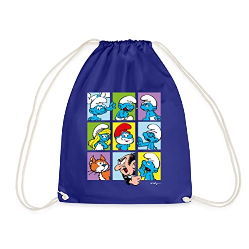 Spreadshirt® Les Schtroumpfs Personnages Cadeau Smurfs Sac À Dos Cordon, Bleu Roi