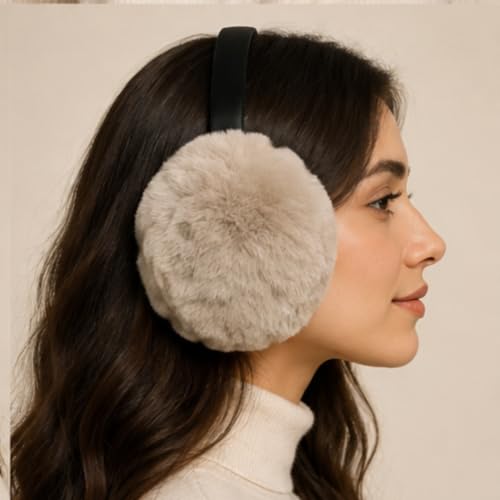 Image of Faux Fur Ear Muffs for Women, Fluffy Plush Winter Earmuffs