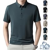 Camiseta de manga corta de seda helada y malla para hombre, polo de verano liso de secado rápido para hombre, ideal para actividades al aire libre y ocasiones formales., Green-a, 3XL