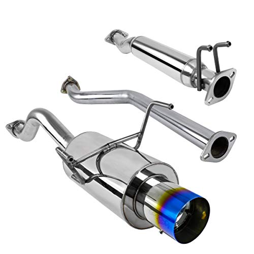 Carpartsinnovate Compatible with 2002-2006 K20A2 Burnt Stainless Steel Exhaust Catback Muffler System