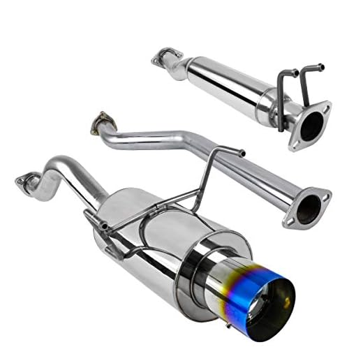 Carpartsinnovate Compatible with 2002-2006 K20A2 Burnt Stainless Steel Exhaust Catback Muffler System
