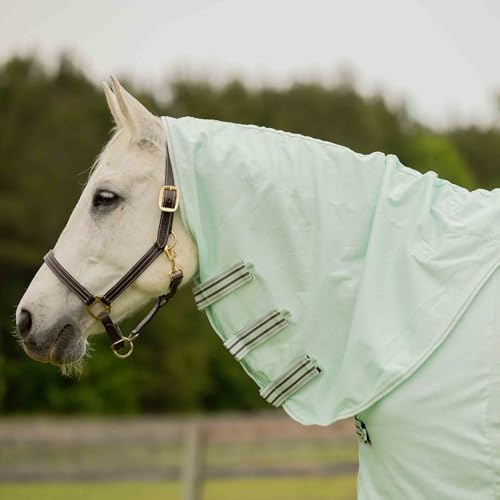 Image of Equinavia Brisk Mesh Horse Fly Sheet with Neck Coverage, UV Protection | Cool Breathable Equine Fly Sheet for Horses, Horse Turnout Sheet Against Pests, Insects and Sun Exposure, Misty Jade