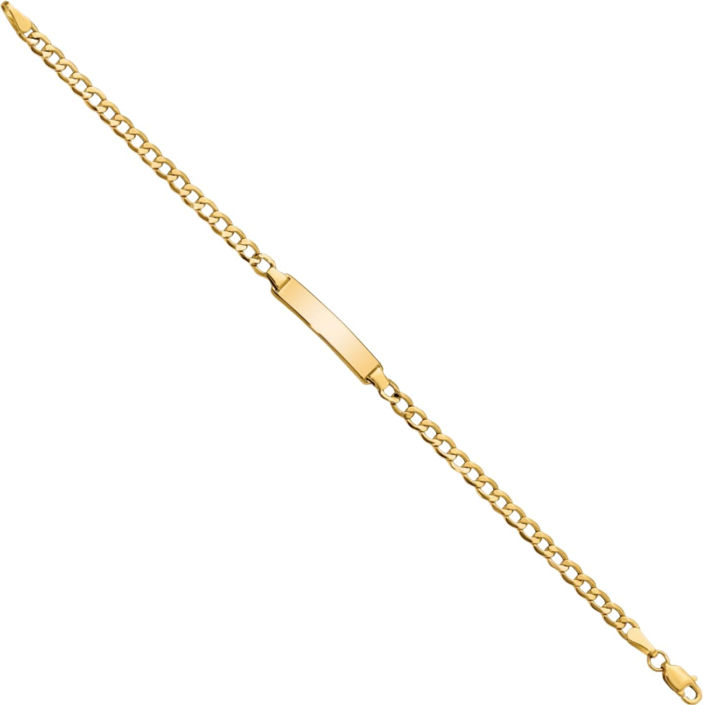 IceCarats 14K Solid Yellow Gold 3.5mm Curb Chain Cuban Link ID Bracelet 6 inch Polished, Engravable for him
