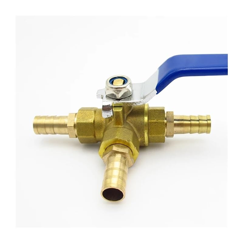4 6 8 10 12 13 14 16 19 20 25 32mm Hose Barb Full Port L-Port Three Ways Brass Ball Valve Connector For Water Oil Air Gas LUOWJAOYIN(12mm OD,Hose Barb_L Port)