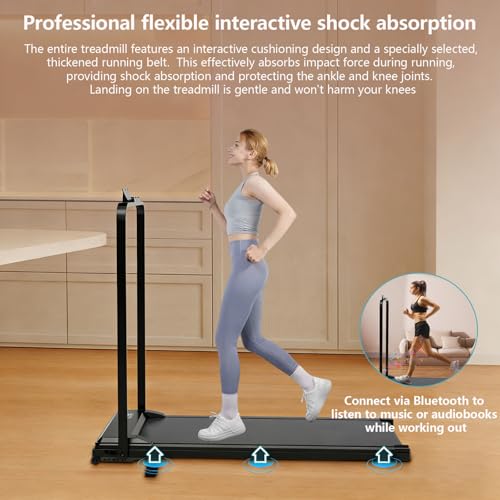 Image of Walking Pad with Handle Bar, 1.2HP Electric Portable Small Treadmills for Home Small Spaces,0.6-4.9MPH Compact Walking Pads Treadmill with Handles, 350LBS