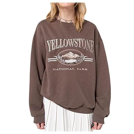 KOSUSANILL Women Graphic Crewneck Sweatshirt Y2k E Girl Aesthetic Vintage Printed 90s Streetwear Casual Long Sleeve Going Out Tops Pullover (Brown Letter, Large)