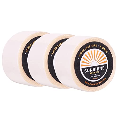 Image of Sunshine Tape | Super Lace Wig Adhesive Tape Roll | Double Sided, Medical Grade | Toupee and Wig Tape (1 inch x 3 YDS, 3 Rolls - Best Value)