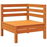 vidaXL Sofá de Jardín de Esquina, Sofá Esquinero Individual, Sillón Exterior, Asiento Modular para Patio Balcón, Madera Maciza de Pino Marrón Cera