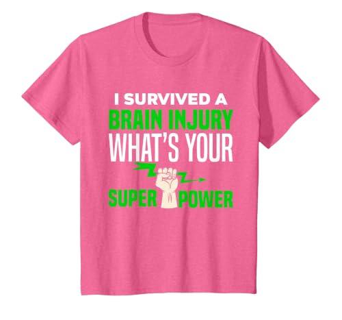 I Survived Brain Injury Awareness, TBI, Brain Injury Survivor T-Shirt, Youth, Pink Heather, Medium