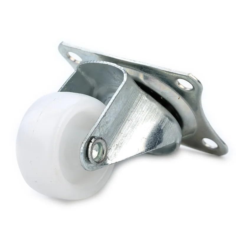 4pcs NAIERDI 10KG Universal Swivel Casters 1" Furniture Wheel Castor White PP Nylon Dual Roller Wheel for Platform Trolley Chair