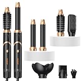 Blow Dryer Brush 6 in 1, Foldable Hair Dryer Brush with Air Styler Curler Wrap, Detachable Hot Air Brush Dry,Volumize, Straight,Curl, Negative Ion Brush Blow Dryer with Diffuser, Hair Styler Tools
