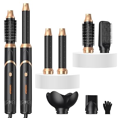 Blow Dryer Brush 6 in 1, Foldable Hair Dryer Brush with Air Styler Curler Wrap, Detachable Hot Air Brush Dry,Volumize, Straight,Curl, Negative Ion Brush Blow Dryer with Diffuser, Hair Styler Tools