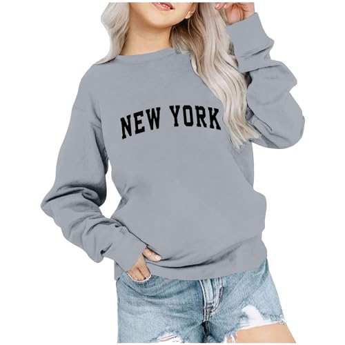 Crewneck Sweatshirts For Girls New York Print Pullover Tops Fall Fashion Long Sleeve Fleece Sweaters 1-11 Years