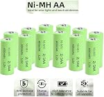 12 Pack 1.2V Ni-Mh 2/3AA Rechargeable Battery 400mAh with Button Top for Garden Yard Solar Lights,Electronic Shaver E-Toothbrush(Shorter Than AA Size)