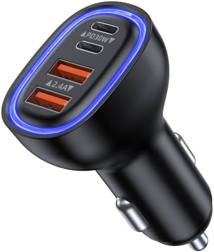 Chargeur Allume Cigare USB C 4 Ports 78W PD QC 3.0 Chargeur Voitu...