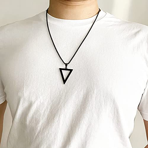 Stainless Steel Geometric Pendant Inverted Triangle Necklace for Men, BFF Necklace for 24