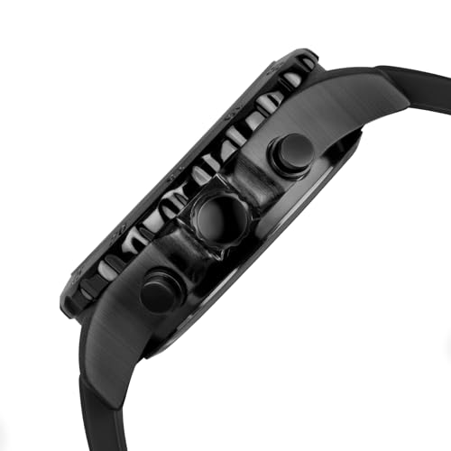 Image of PINDOWS Watch for Men Big Dial Analog Digital Black Silicone Sport Multifunction Luminous LED Dial Waterproof Watches Fashion Wristwatches