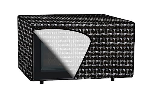 Image of The Furnishing Tree PVC Waterproof Microwave Oven Cover Compatible for Morphy Richards 20 L Solo 20 MS Floral Pattern Black White