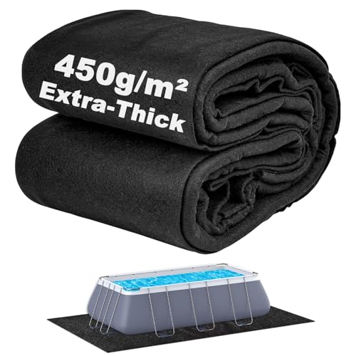 Abimars Tapis de piscine plus épais pour piscine hors sol, tapis rectangulaire de 3,6 x 6 m pour fond de piscine, confort sans couture, double densité,...