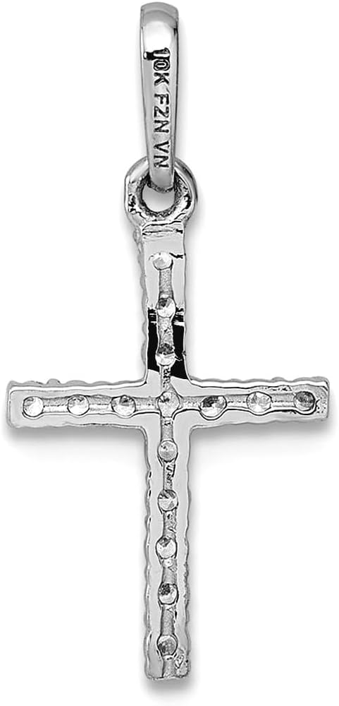 JewelryWeb 9.1mm 10k White Gold Polished Cubic Zirconia Religious Faith Cross Pendant Necklace Pendant for Women - Image 4