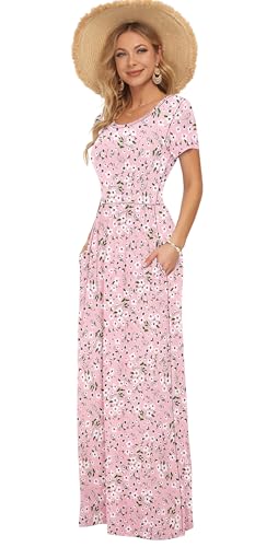 Image of AUSELILY Women's Classic Short Sleeve Loose Plain Casual Long Maxi Dresses for Women 2026