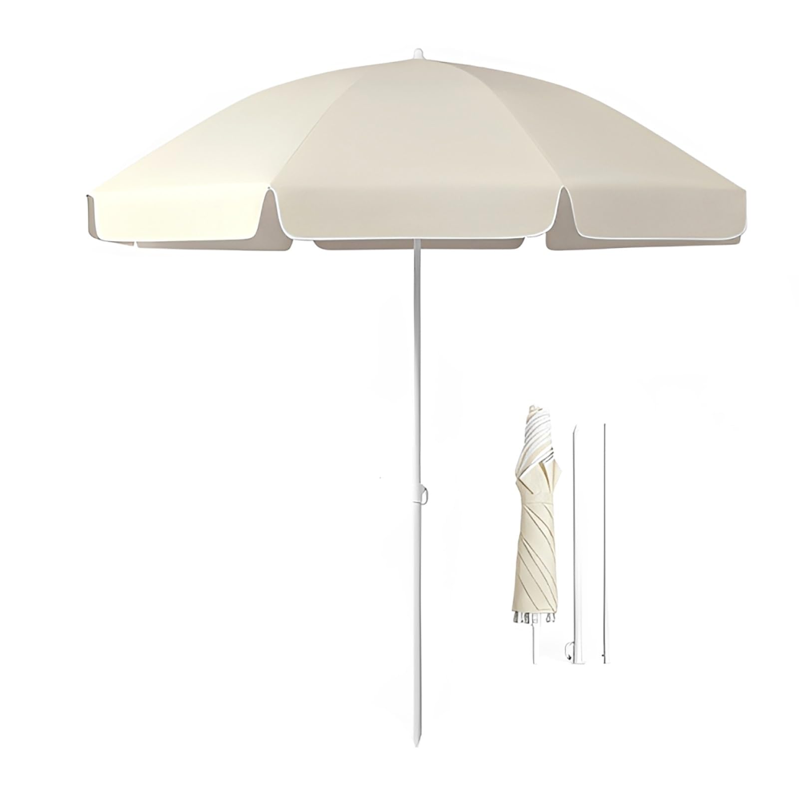 230 cm Tragbarer Sonnenschirm, Strandschirm mit Tragetasche, rund Baldachin mit Sonnenschutz UPF 50+, wasserdicht, Reiseschirm für Angeln und Camping