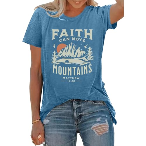 BLACKOO Women Graphic T-Shirts Cute Tees Summer Causal Tops Heather Indigo Medium