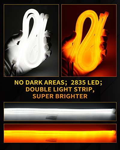 Qasim 45Cm Flowing Turn Signal Light Guide Strip Drl Headlight Assembly 12V Car Led Flexible Strip Lights Daytime Running Lights Car Accessories-2Pack #TOP1