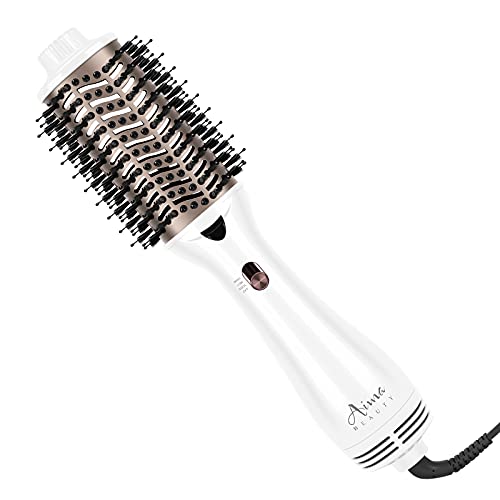 One Step Hair Dryer & Volumizing Hot Air Brush, Hair Blow Dryer Brush, Ceramic Straightener Brush, Curler & Hot Comb 4 In 1 Salon Ionic Hair Brush, Hair Styling Tools, White #TOP7