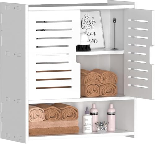 خزانة تخزين للحمام، رف تخزين جداري مكون من 3 طبقات، خزانة أد...