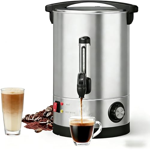 Image of 110-Cup Commercial Coffee Urn, 16L /4.2 Gal Double Wall Insulation Coffee Dispenser, Stainless Steel Large Hot Beverage Dispenser with Automatic Temperature Control & Faucet for Party Buffet, Silver