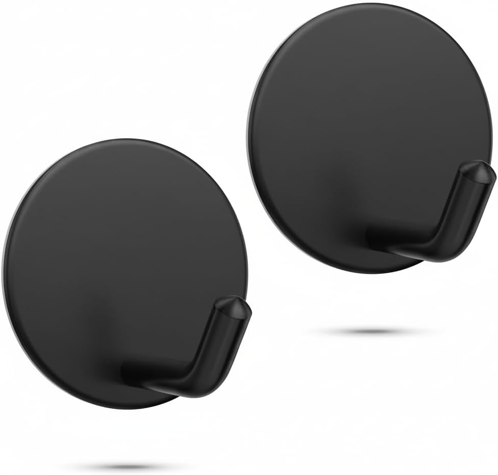 OUTXE Adhesive Wreath Hanger, Heavy Duty Reef Hook | for Front Door Glass Window, Christmas/Thanksgiving/Halloween/July 4th/Easter/Valentine/Fall/Summer/Spring (Black, 2-Pack)