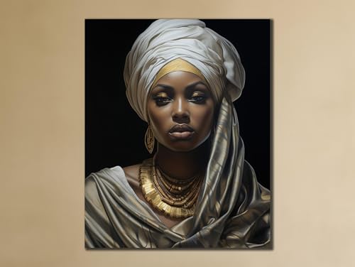 Portrait femme africaine sur toile peinture colorée vibrante émotion unique