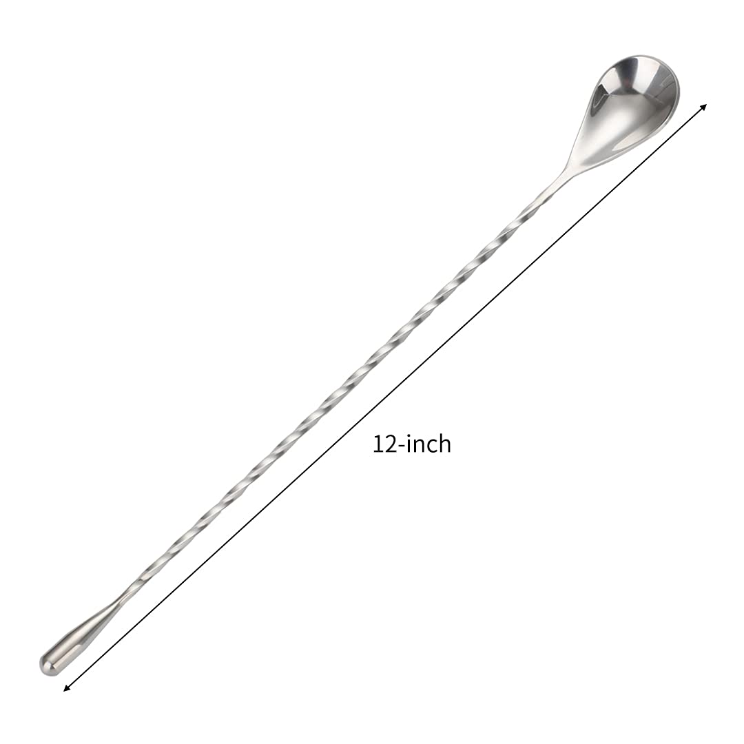 Cuillère à Cocktail Qpractiko 30cm - Acier Inoxydable Avec Broyeur - Pour Barman Et Amateurs