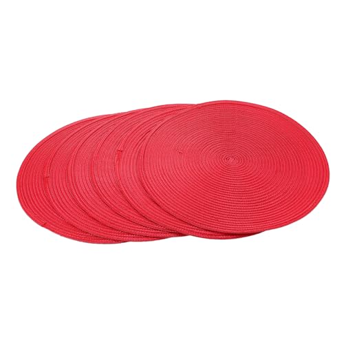 Sets de table tissés en coton lavables ronds bleu sarcelle rouge