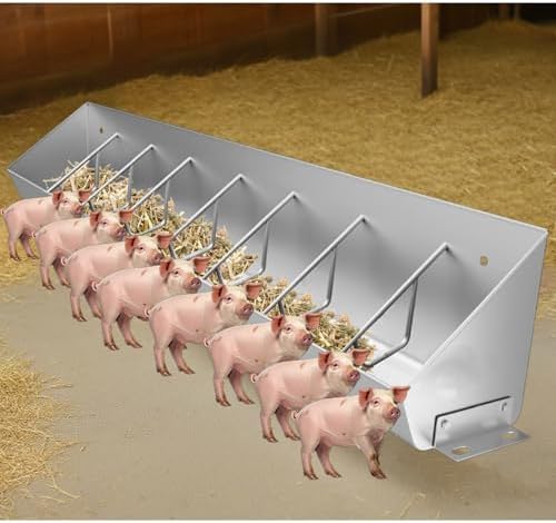 2-in-1 Reusable Hog Feeding Trough & Water Trough for Swine Farms, 5/8/10 Place Livestock Feeder, Easy to Clean Food Slots, Durable 39.4" (100cm) Design