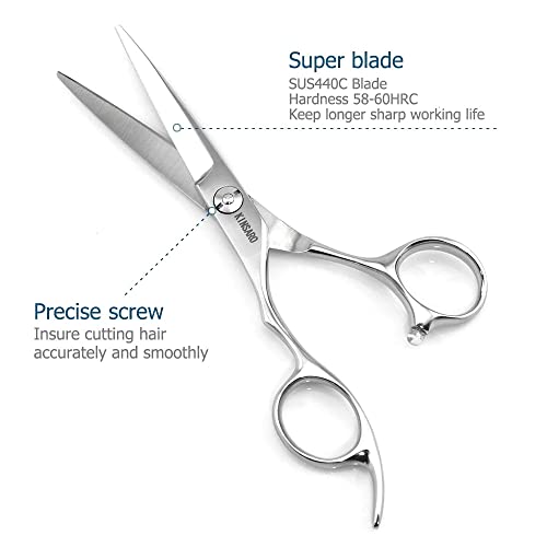 Hair Shears Left Hand 5.5 Inch Hair Scissors For Left Hand Hair Cutting Scissors Lefty Barber Shears Left Handed Kinsaro #TOP2